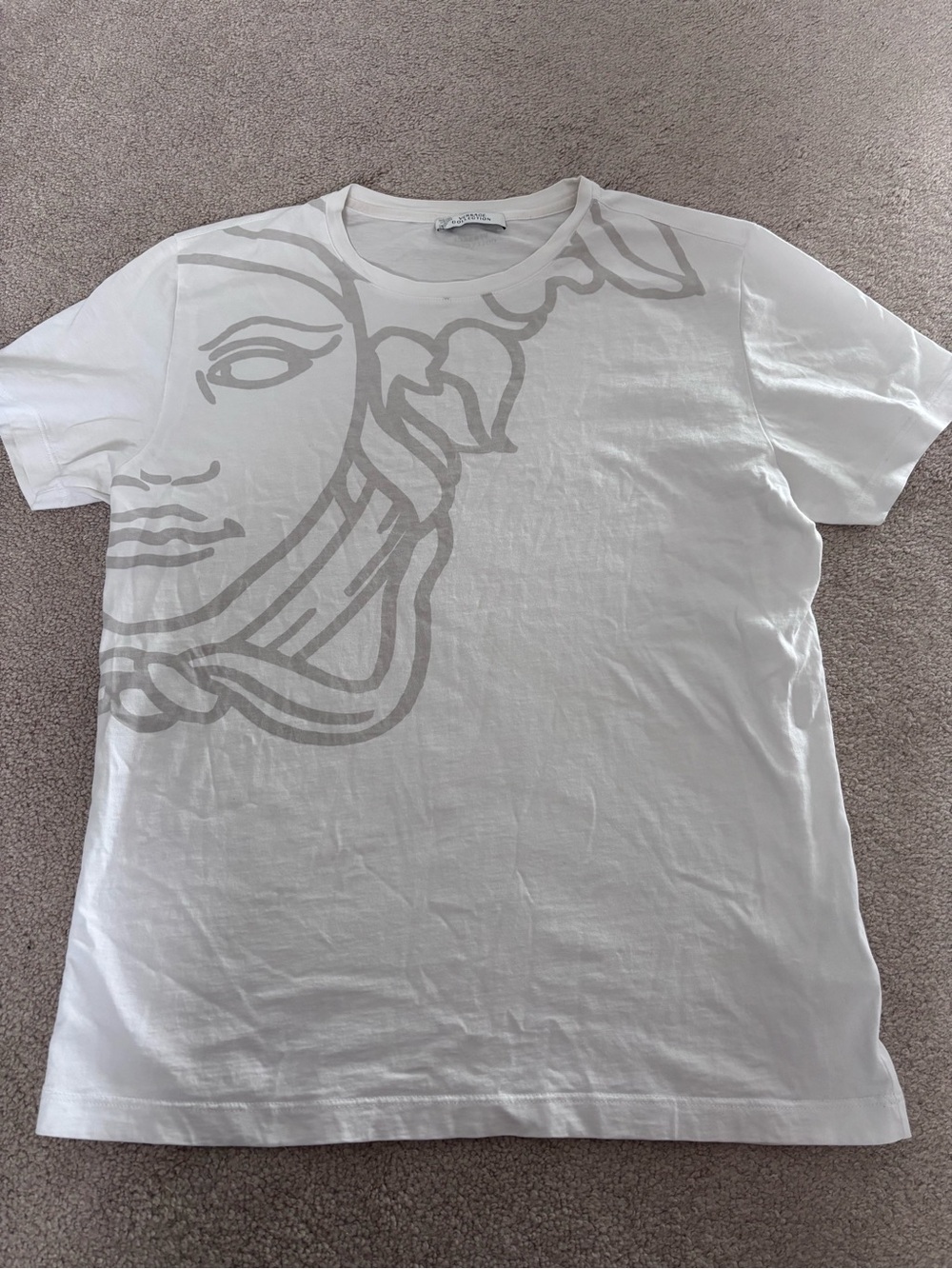 Versace White Tee with Gray Tonal Medusa Motif